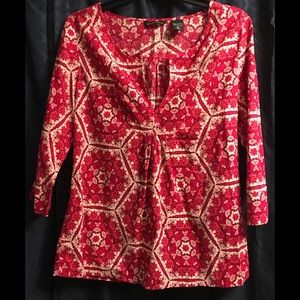New York & Company Fuchsia paisley peasant top.